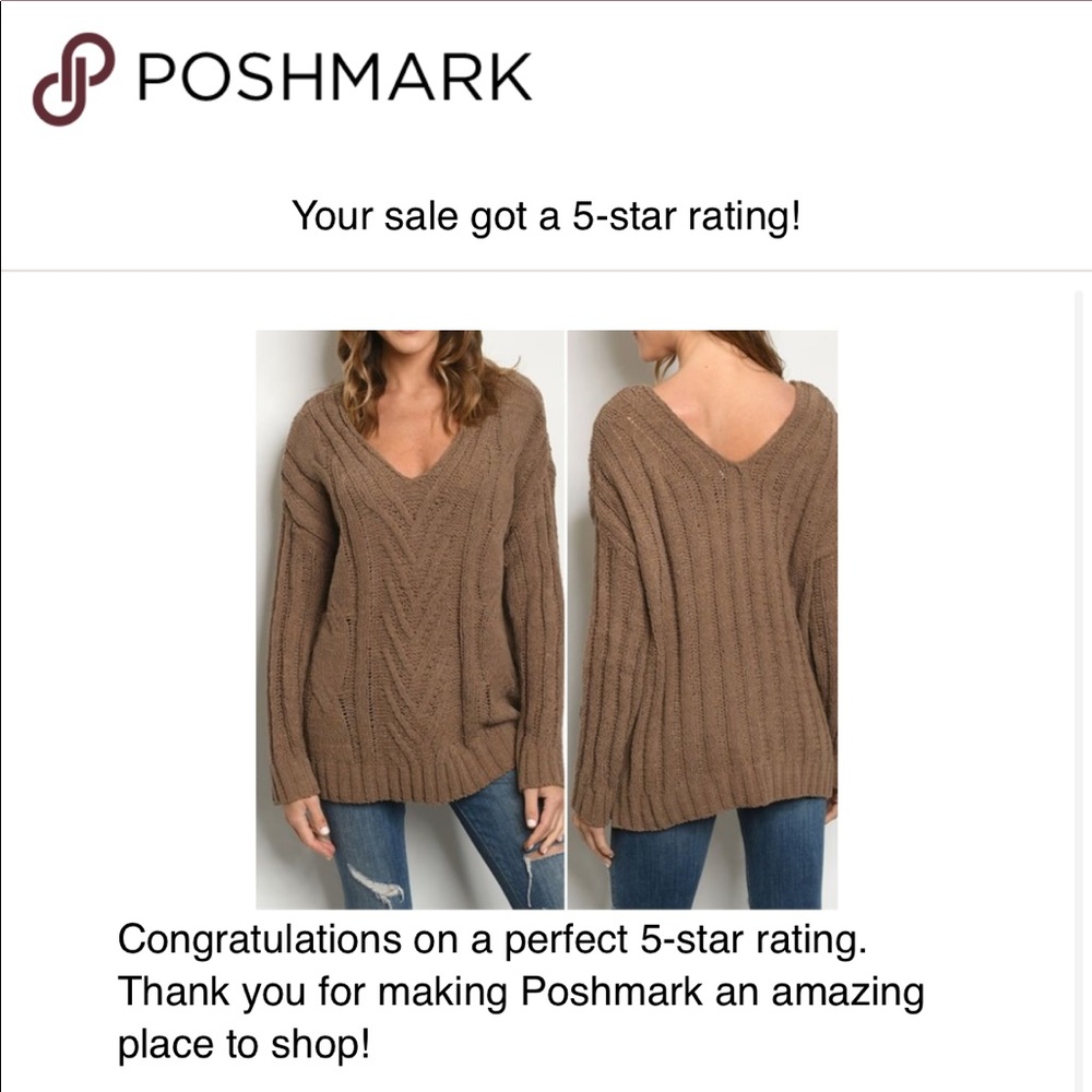 MOCHA KNIT V NECK SWEATER TUNIC TOP - Picture 4 of 5